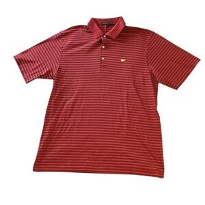 Augusta National Masters Short Sleeve Polo Golf Shirt Red Striped Mens Size L